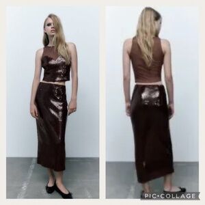 Sequin and tulle top ZARA